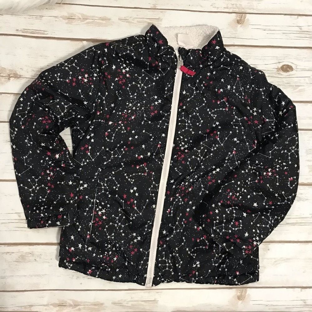 D Girls Black Star Jacket Coat size small sale